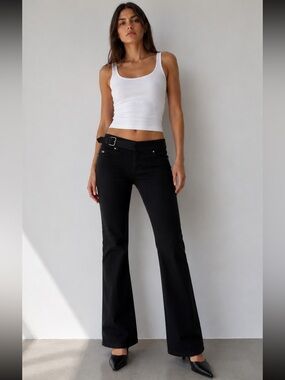 Polo Jeans Co Ralph Lauren Black Buckle Bootcut Jeans 100% Cotton US 8